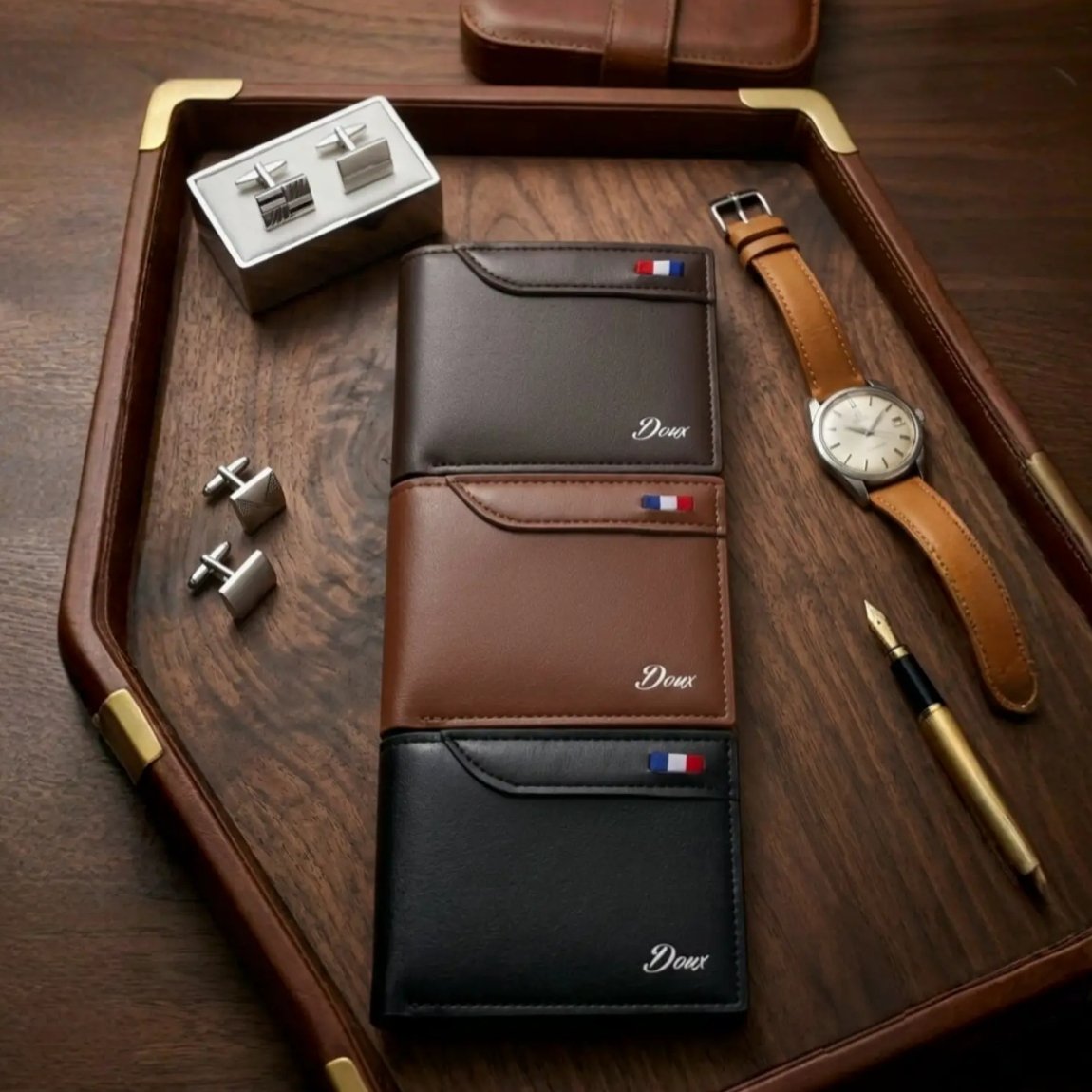 DOUX Men's Premium Leather Bifold Wallet